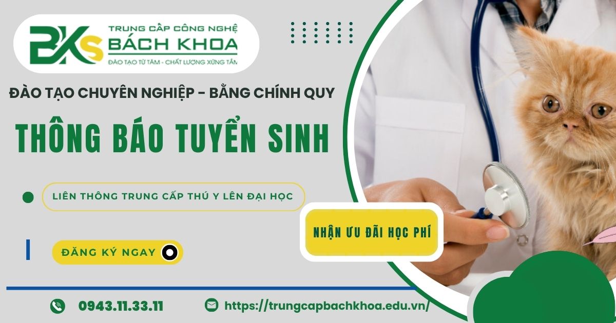 Thông báo tuyển sinh Liên thông từ Trung cấp Thú Y lên Đại học